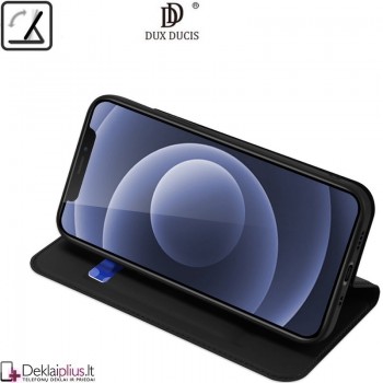 Dux Ducis dirbtinės odos atverčiamas dėklas - juodas (telefonui Apple Iphone 13 Mini)